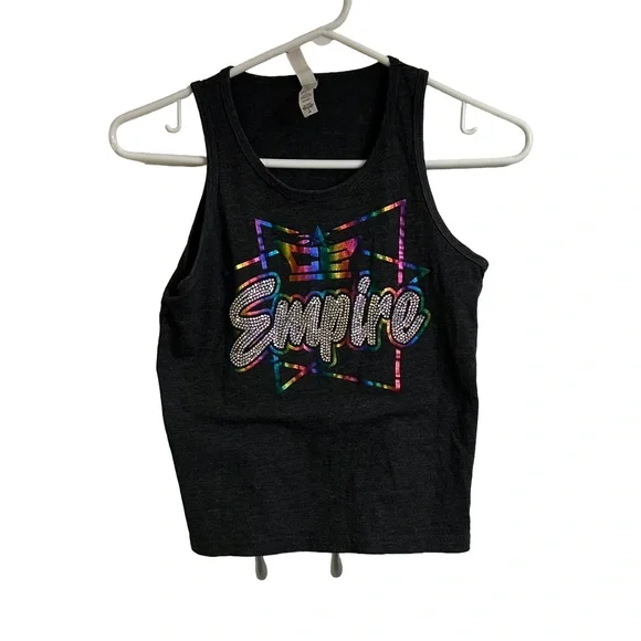 Bella Canvas Kids Charcoal Tank Top with Graphic Colorful Empire Design. Size S - Picture 3 of 7